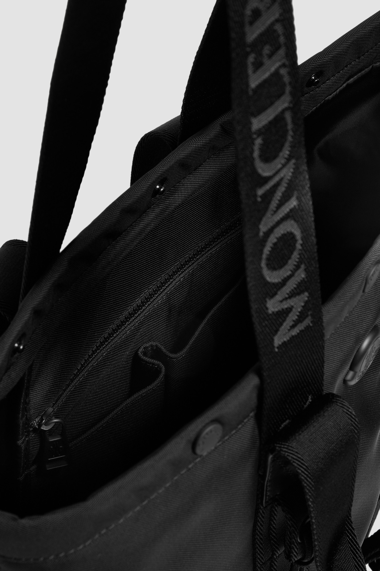 Moncler Zippered Handbag In Black
