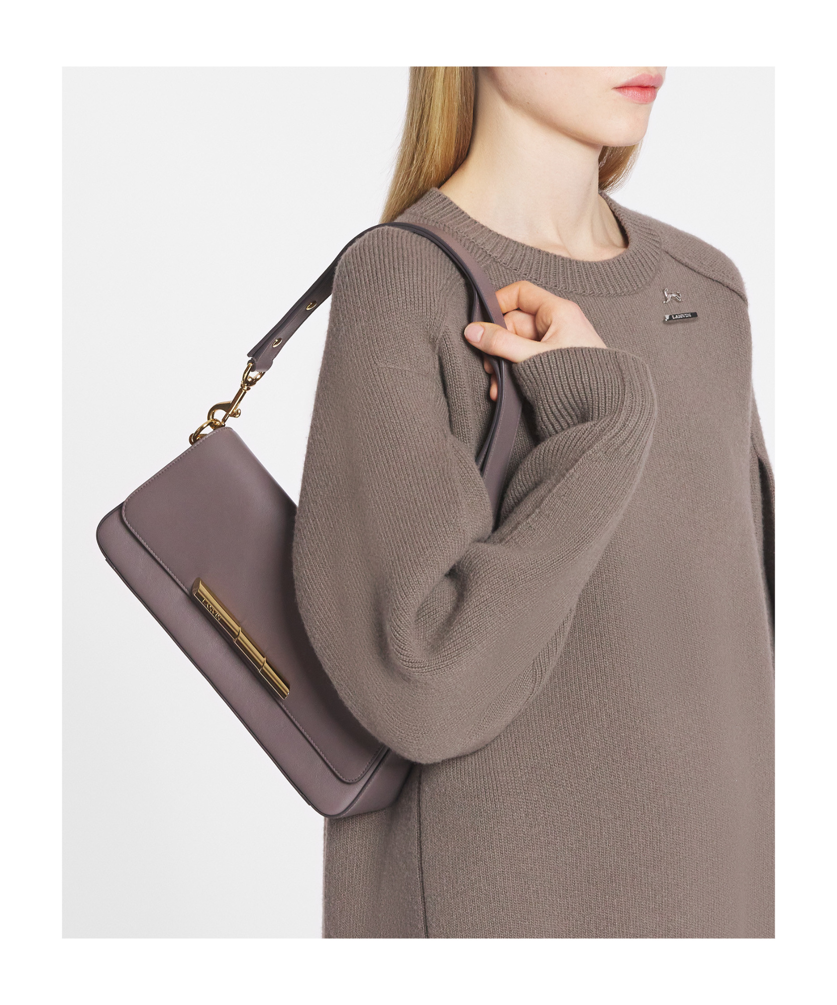 Shop Lanvin Sequence Logo Engraved Shoulder Bag In Black