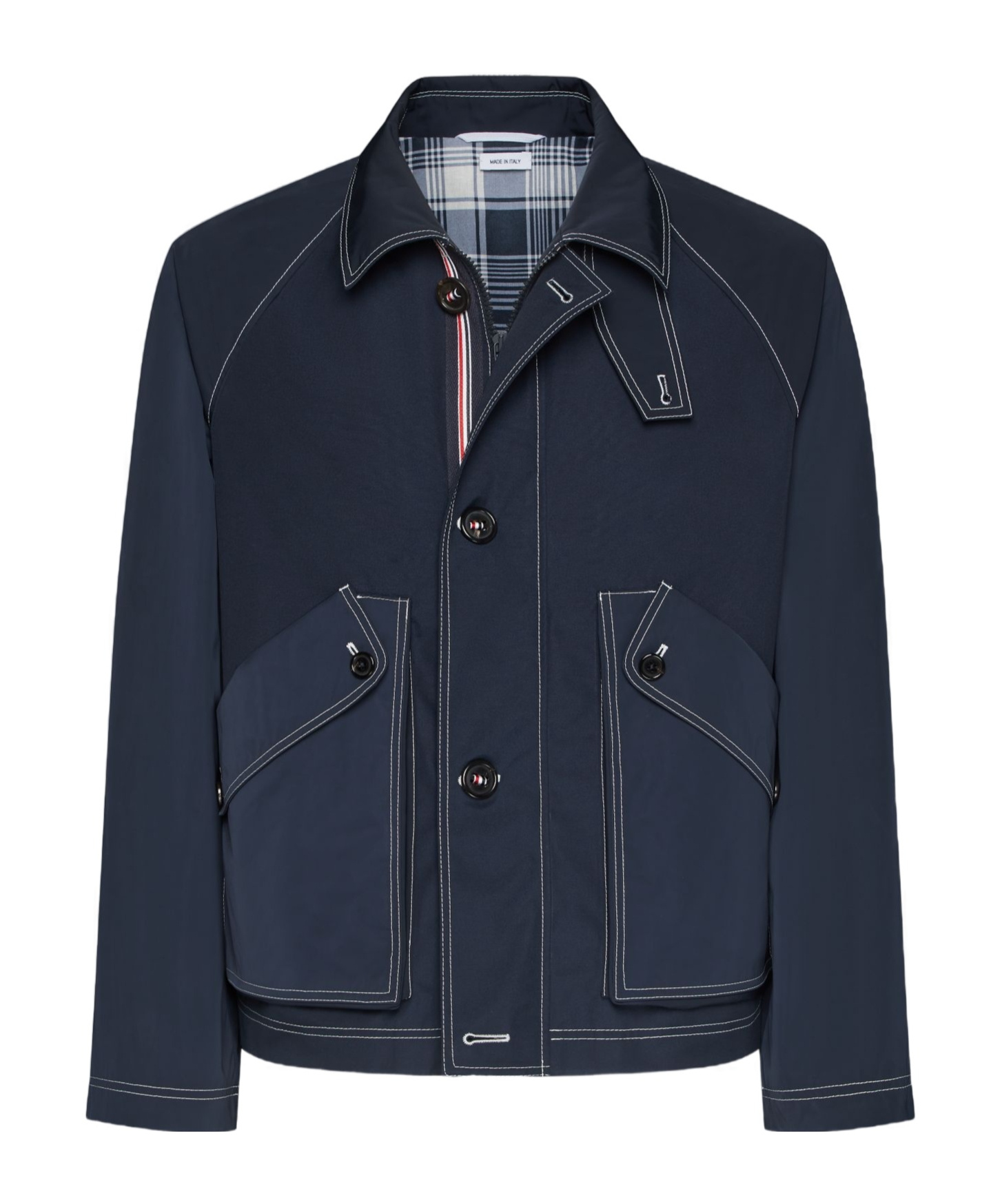Thom Browne Contrast-stitching Raglan Jacket In Blue