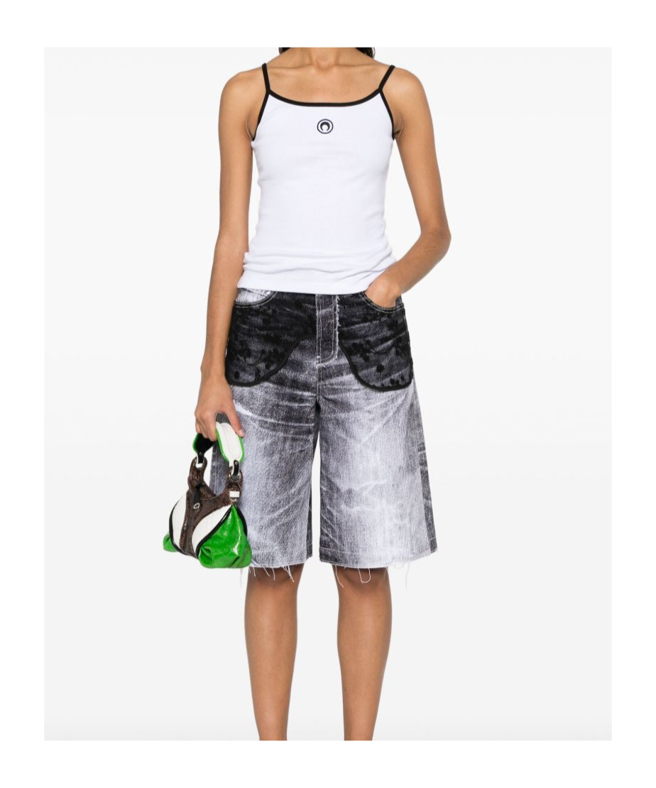 Marine Serre Moon Logo Ribbed Tank Top In White