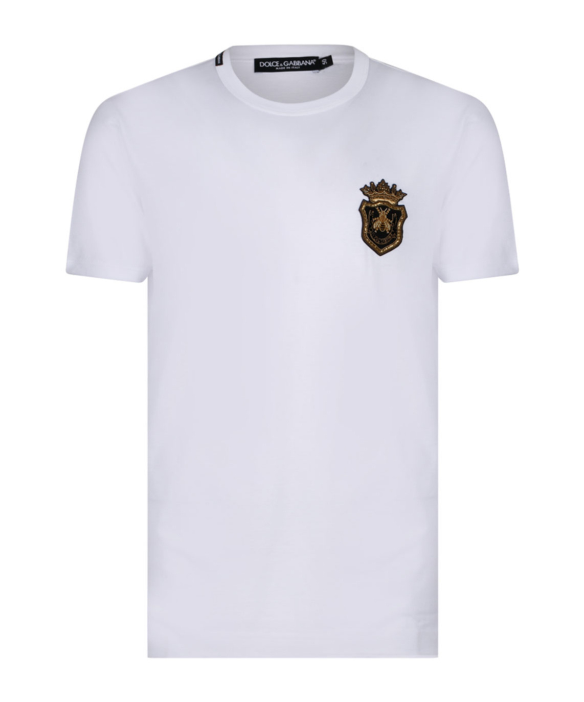 Dolce & Gabbana White Heraldic Patch Cotton T-shirt