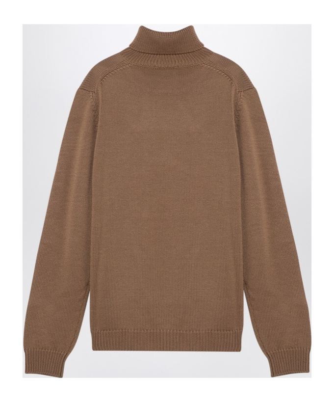 Roberto Collina Camel Merino Wool Turtleneck Pullover In Brown