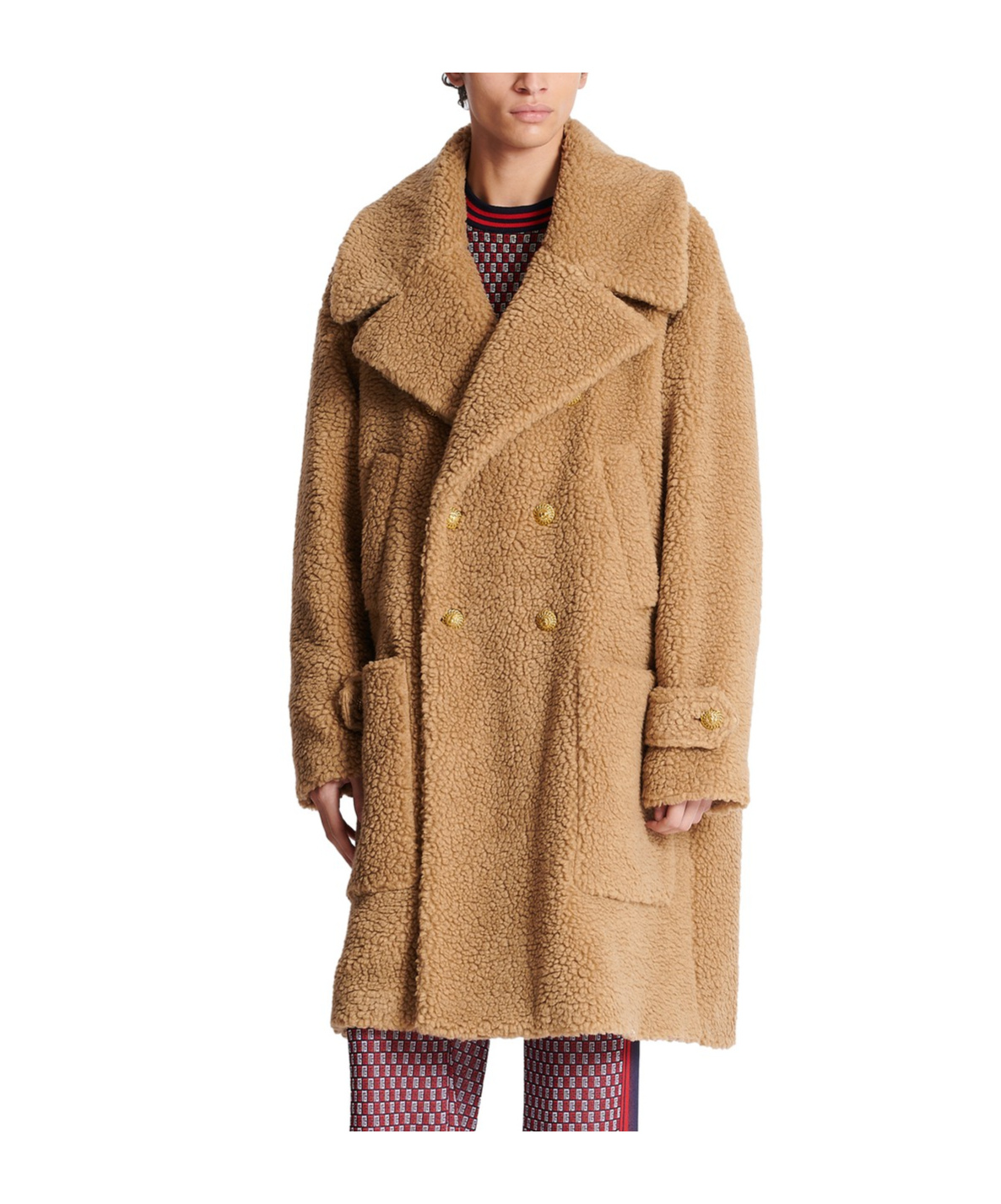 Shop Balmain Double-breasted Coat In Brown