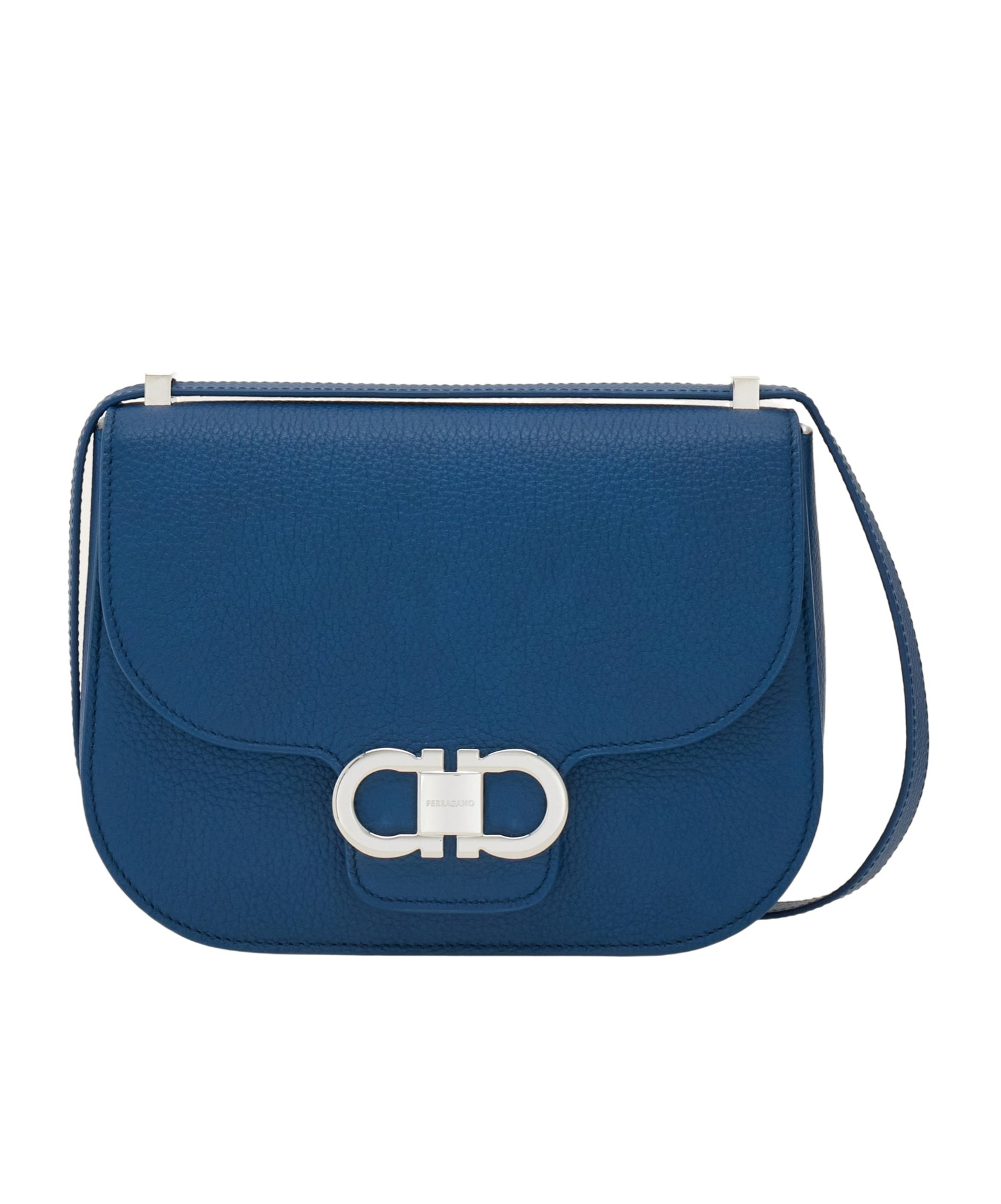 Ferragamo Double Gancini North-south Crossbody Bag In Blue