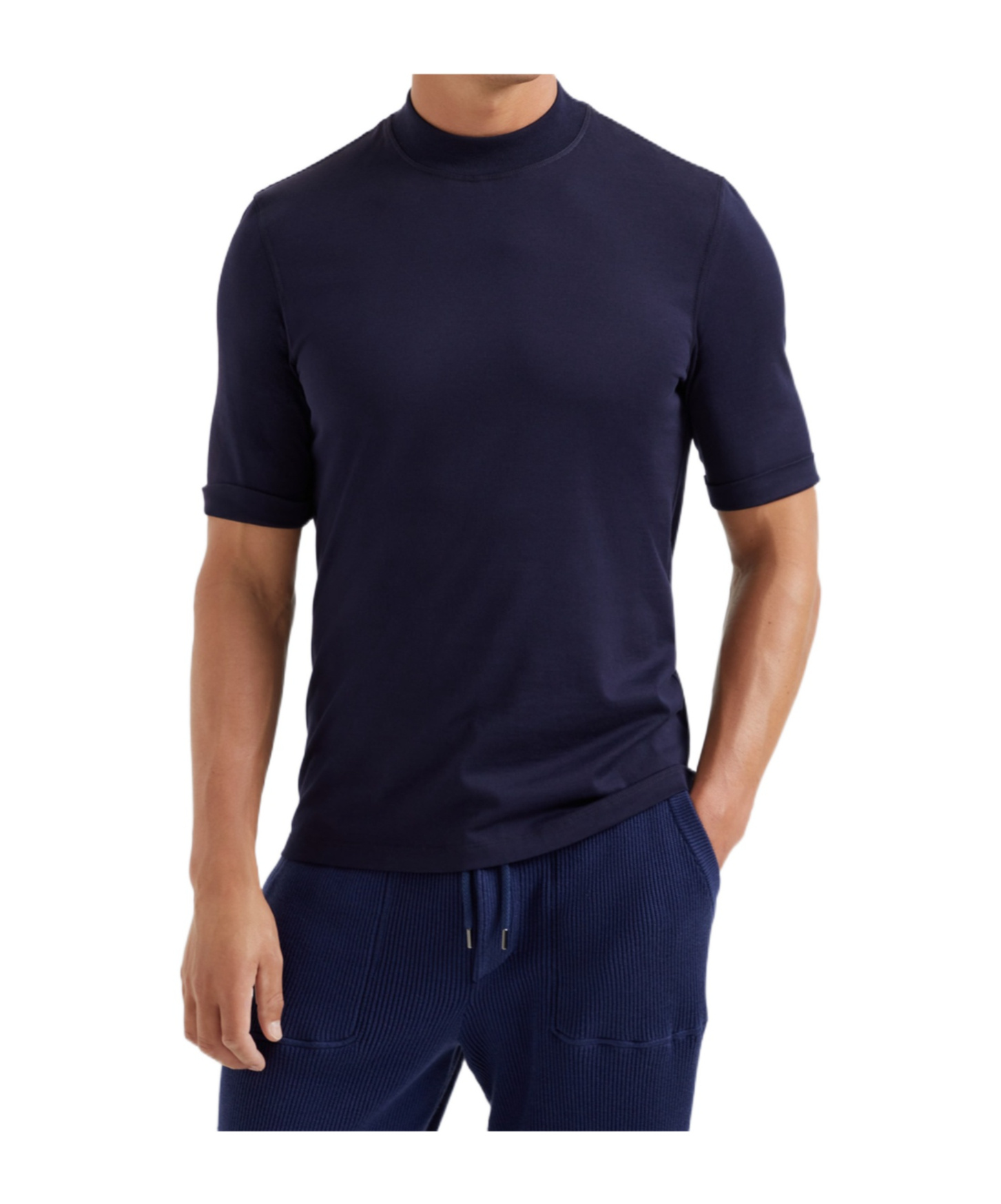 Brunello Cucinelli T-shirt With Raised Collar In Black