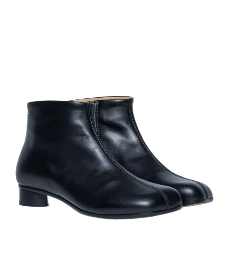 Mm6 Maison Margiela Ankle Leather Boots In Black