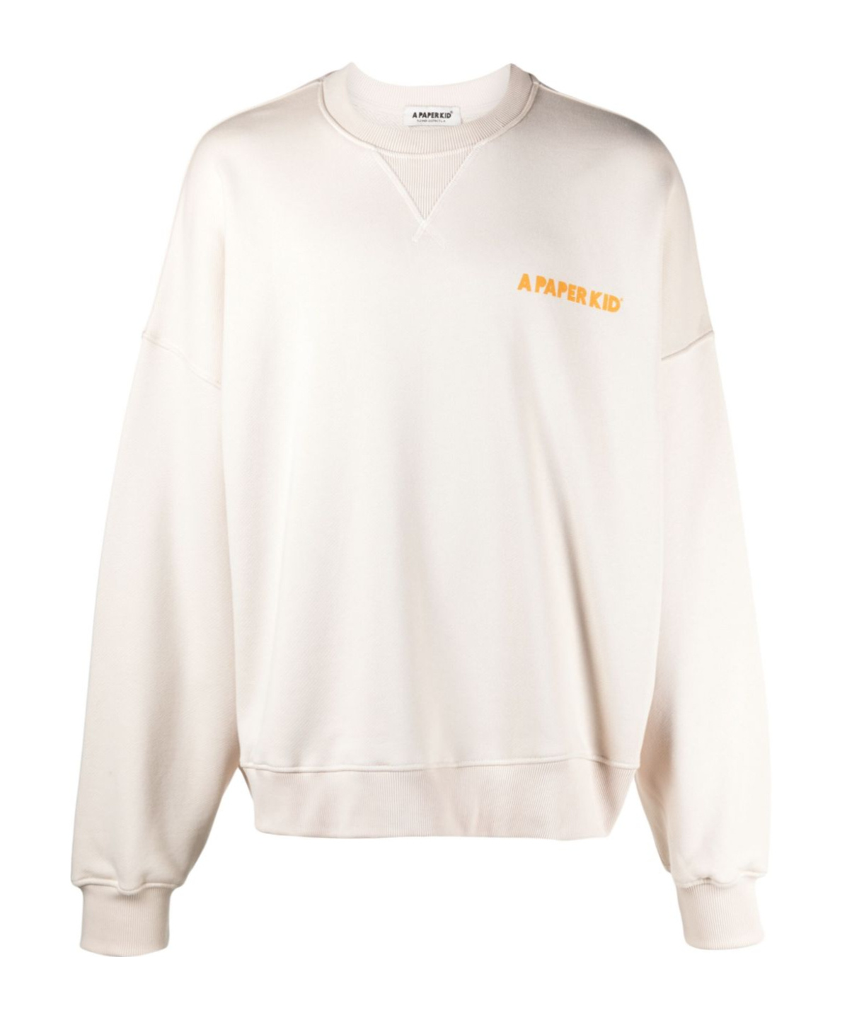 A Paper Kid Classic Cotton Sweater With Bold Graphic Print And Relaxed Fit In White