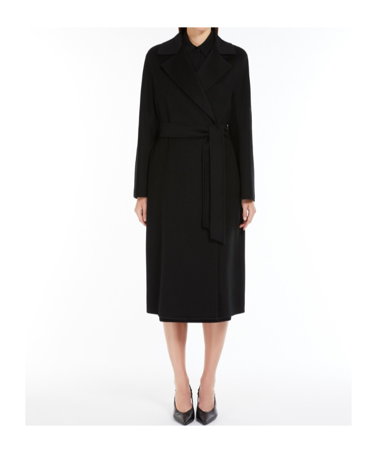 Shop Max Mara Studio Belted Mid-length Coat In Black