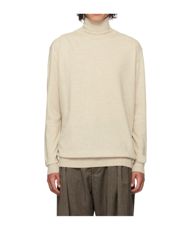 Hed Mayner Beige Twisted Seam Turtleneck In Nude
