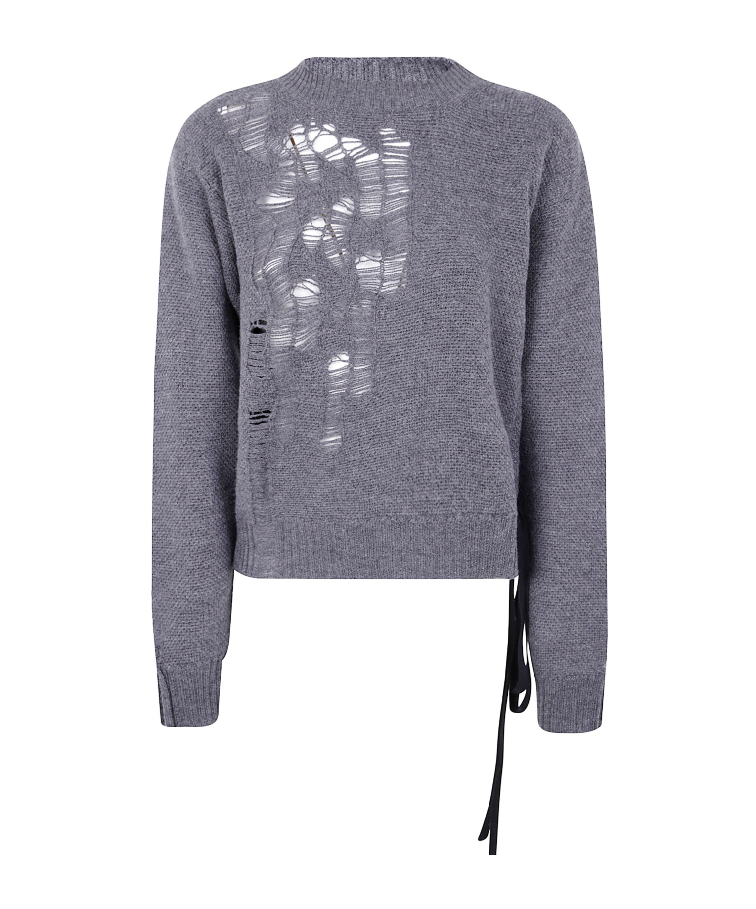Ann Demeulemeester Gabriela Destroyed Seed Stitch Sweater In Gray