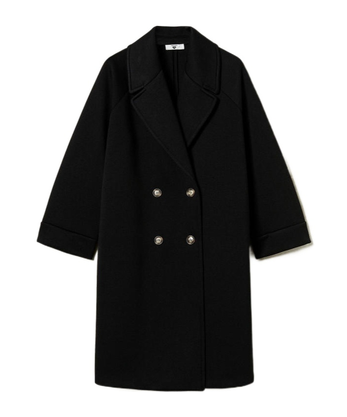 Shop Twinset Double-breasted Coat In Black