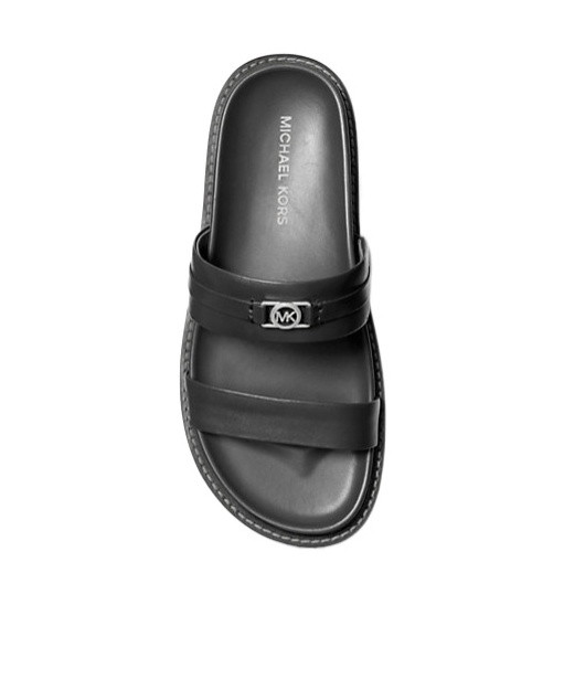 Michael Michael Kors Logo Plaque Slides In Black