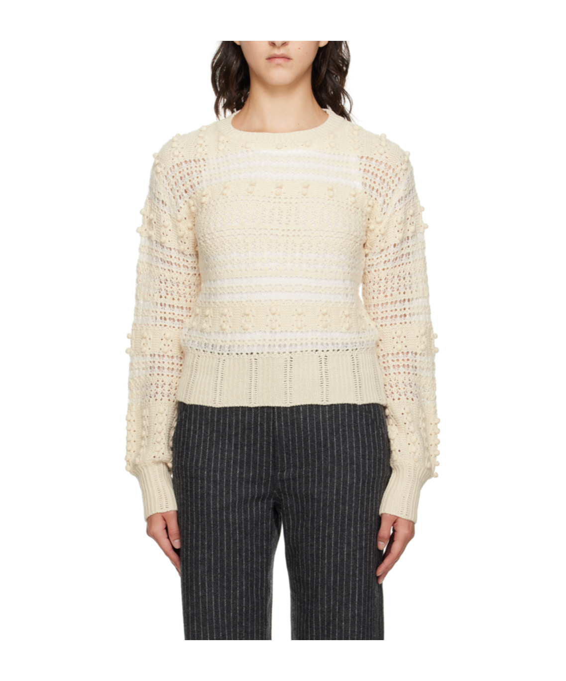 Rag & Bone Off-white Striped Sweater In Nude