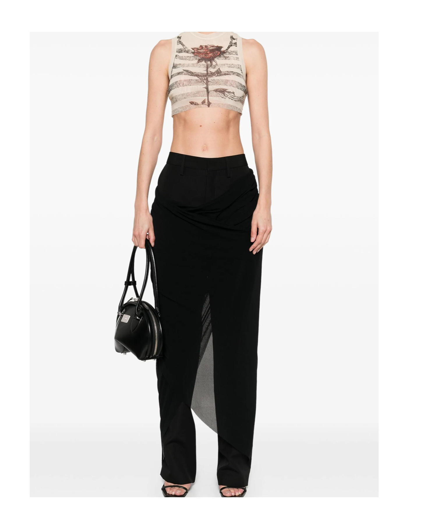 Jean Paul Gaultier Wool Trousers With Belt Loops And Draped Detail In Black