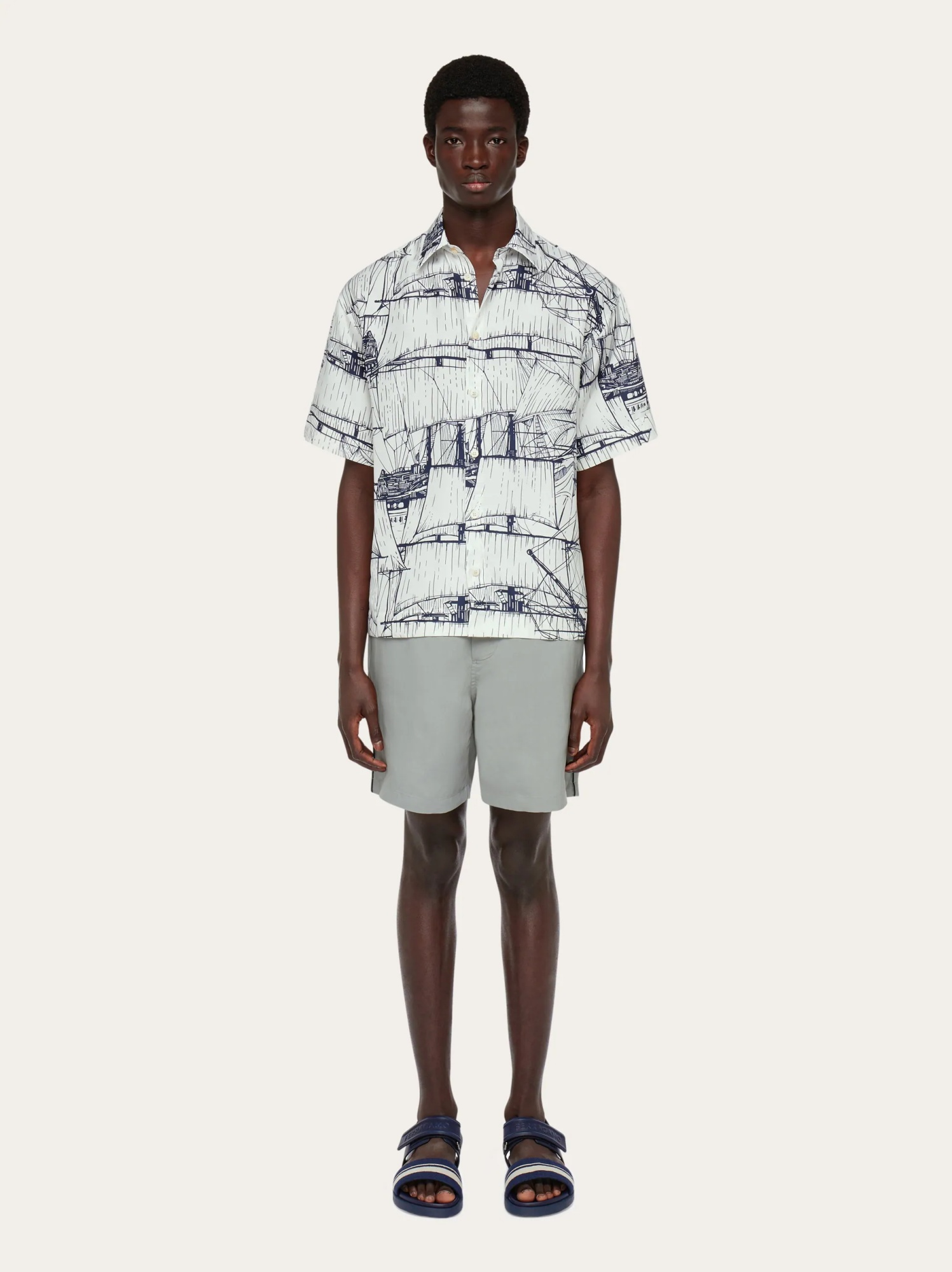 Ferragamo Printed Short-sleeved Shirt In White