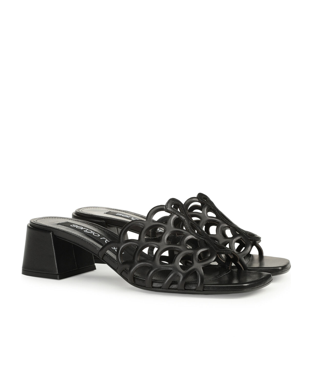 Sergio Rossi Mermaid Leather Mules In Black