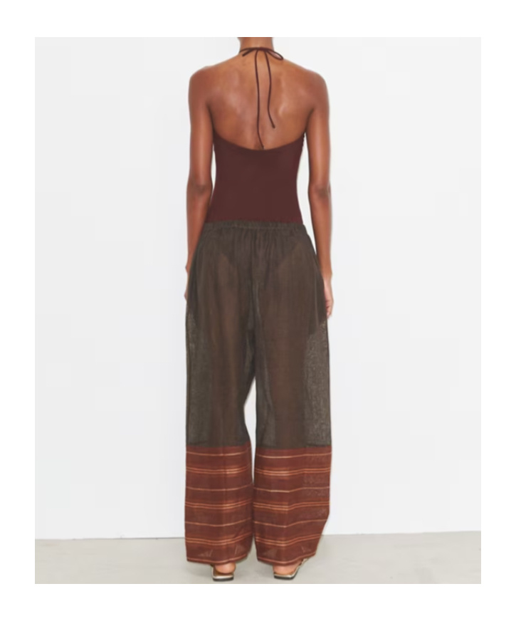 Tory Burch Wide-leg Drawstring Pants In Brown