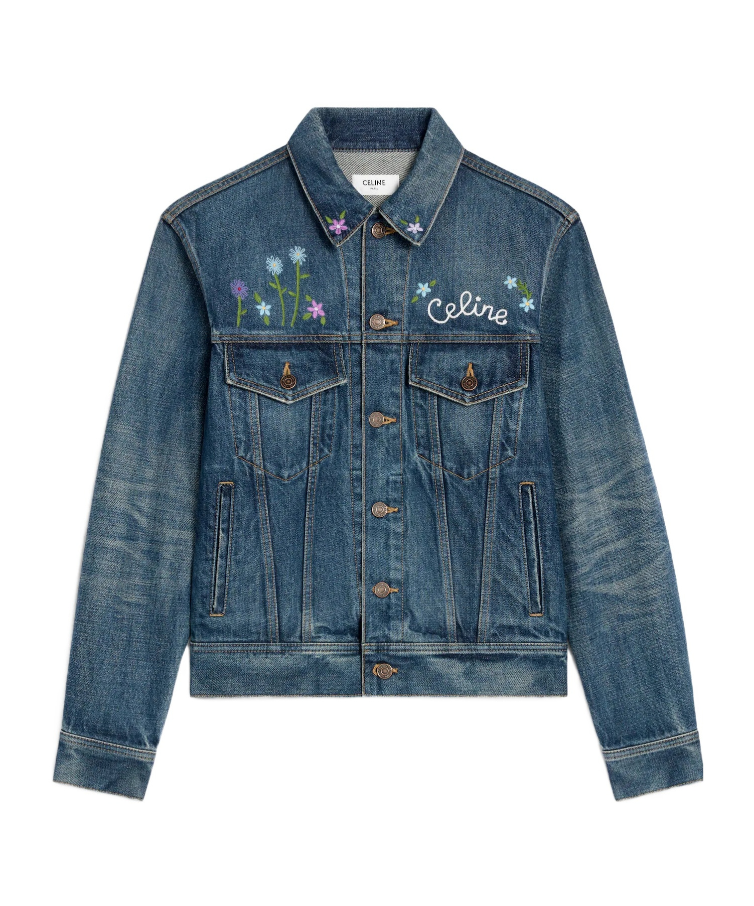 Celine Long Sleeve Denim Jacket In Blue