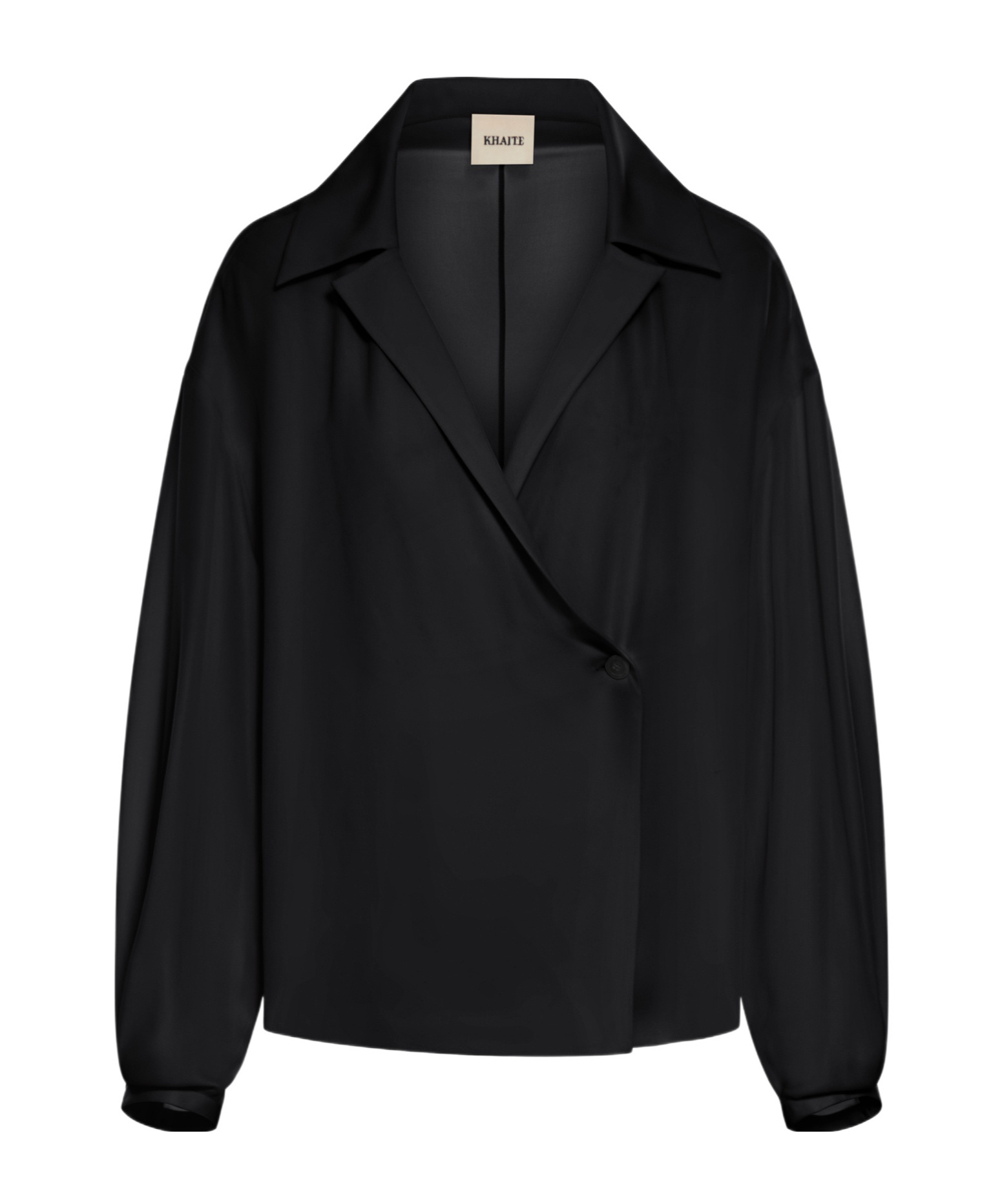 Khaite Ashton Collared Long-sleeve Top In Black