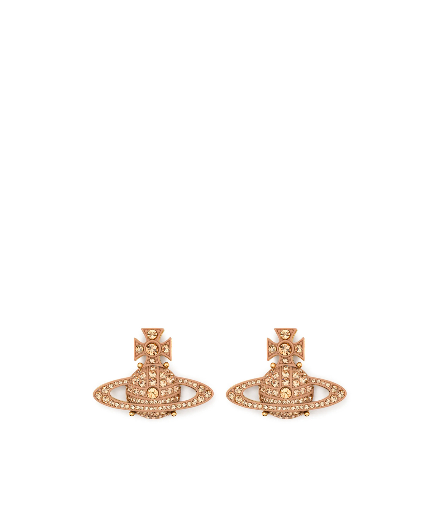 Vivienne Westwood Modern Orb Stud Earrings Crystal Embellishments In Gold