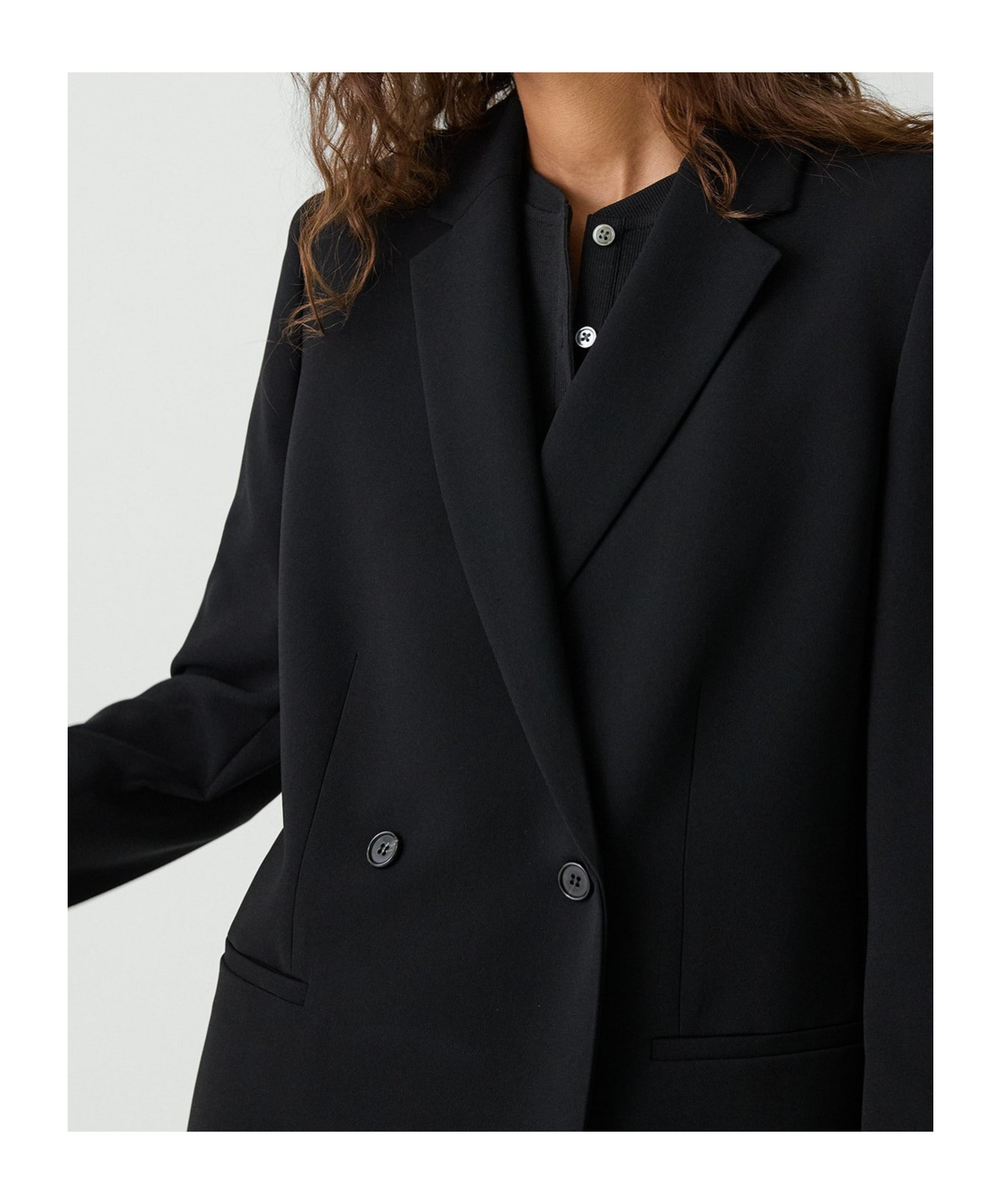 Theory Double-breasted Blazer In Black