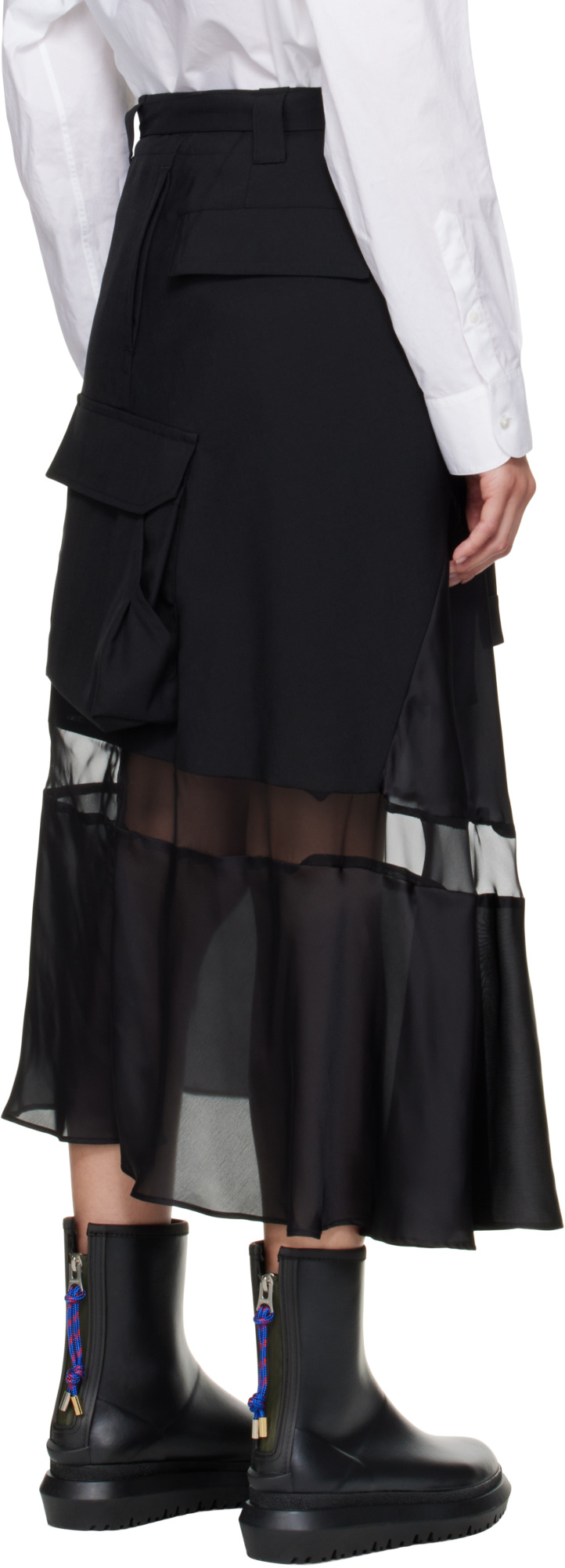Sacai Black Suiting Midi Skirt In Black