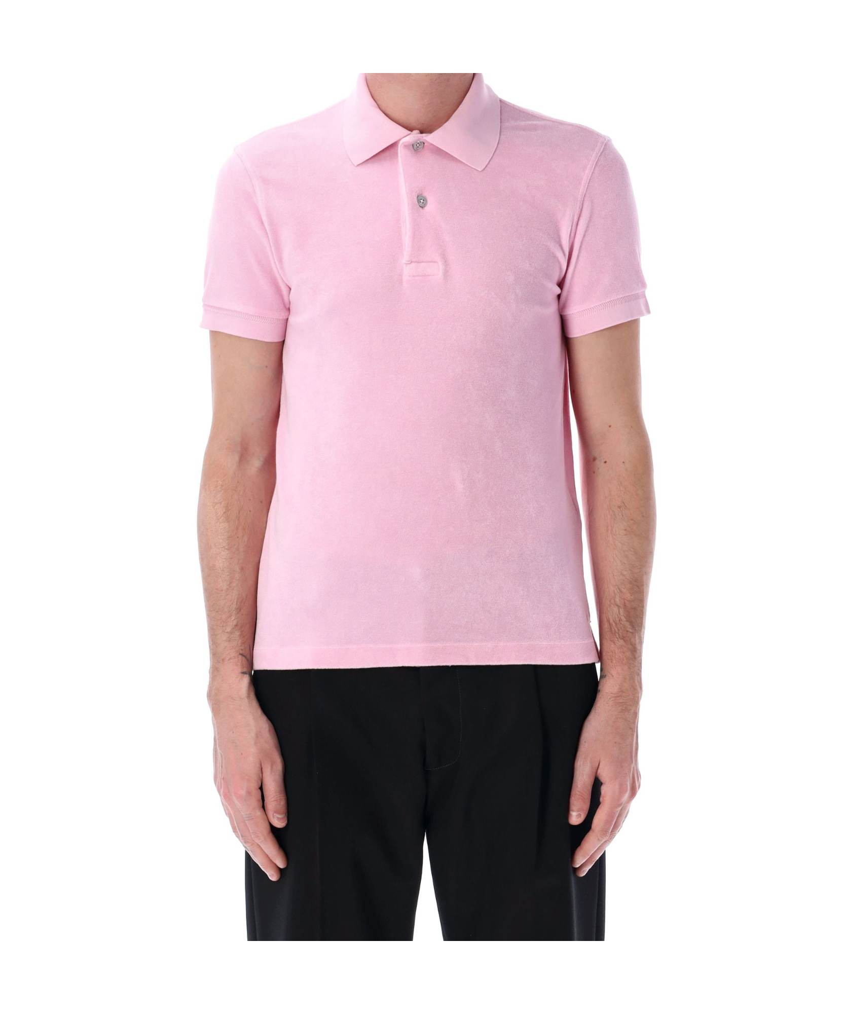 Tom Ford Classic Piquet Polo With Three-button Placket In Pink