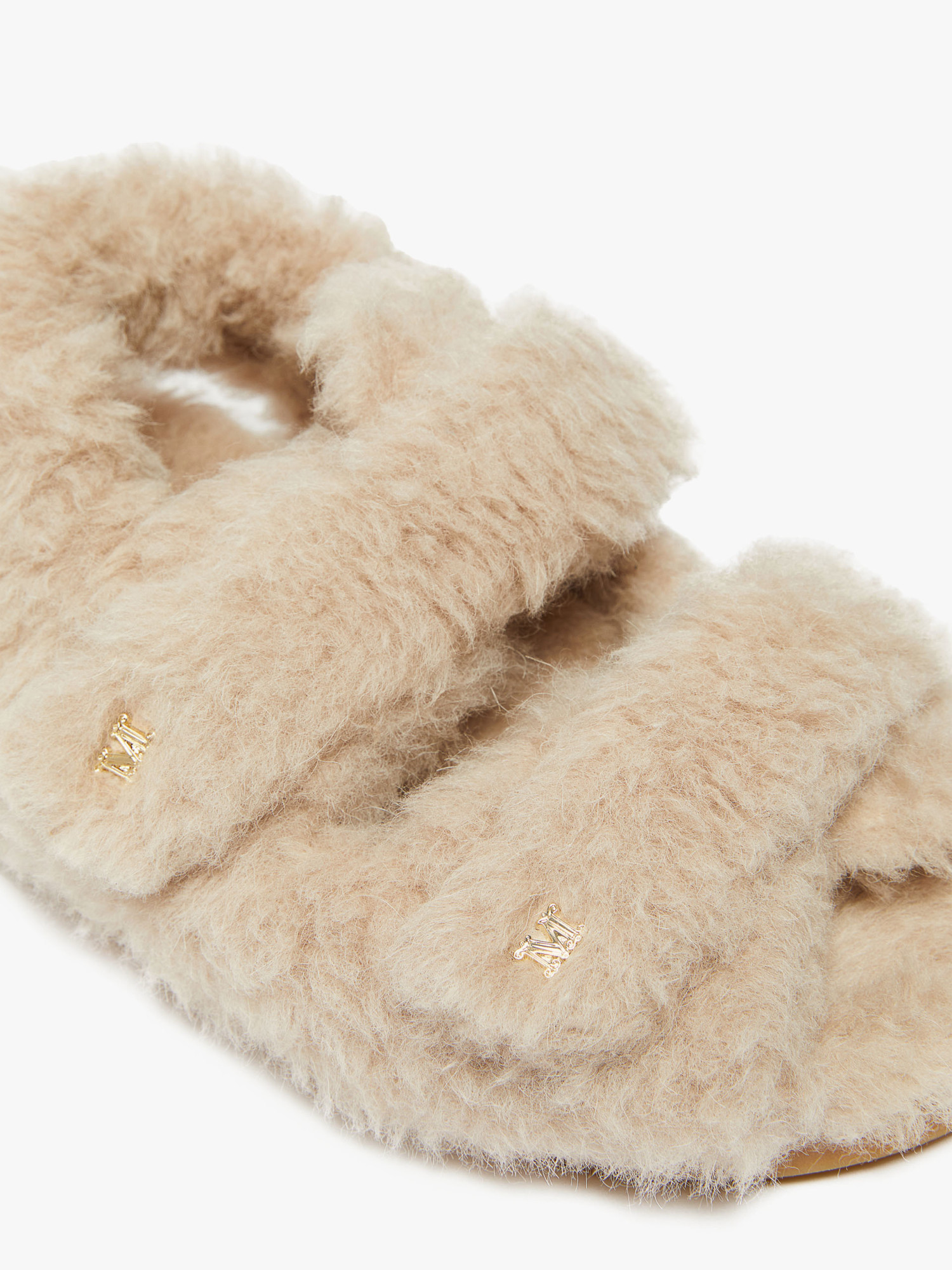 Max Mara Teddy Touch-strap Slippers In Nude