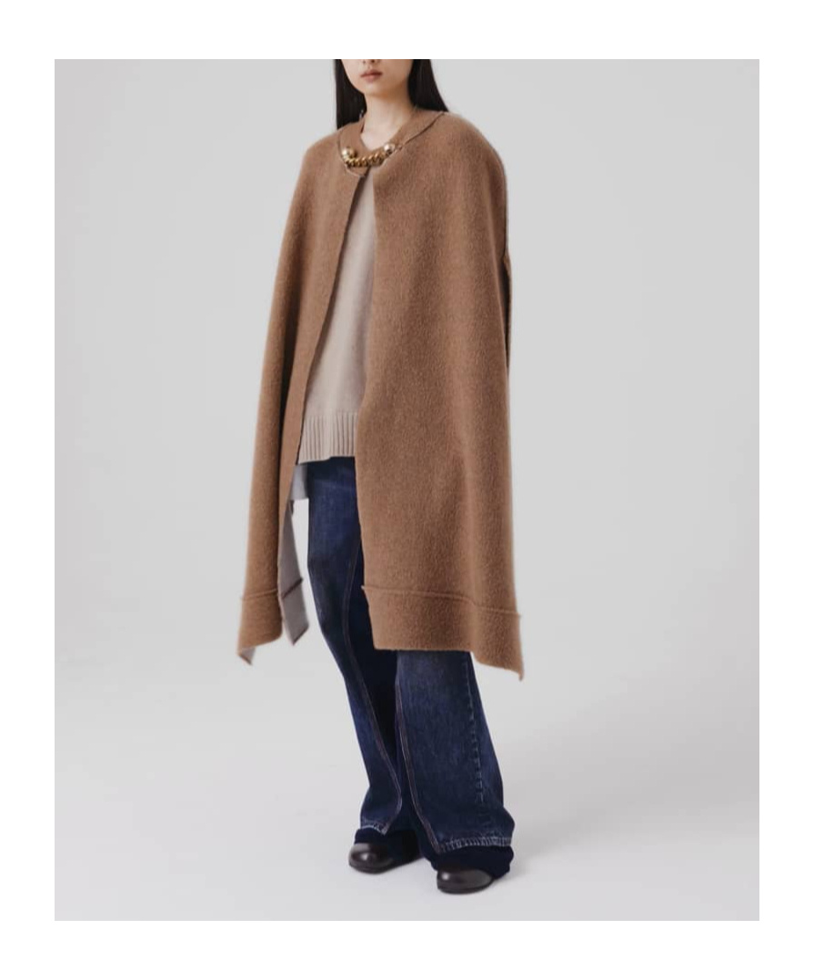 Stella Mccartney Bauble-clasp Bouclé Cape In Brown