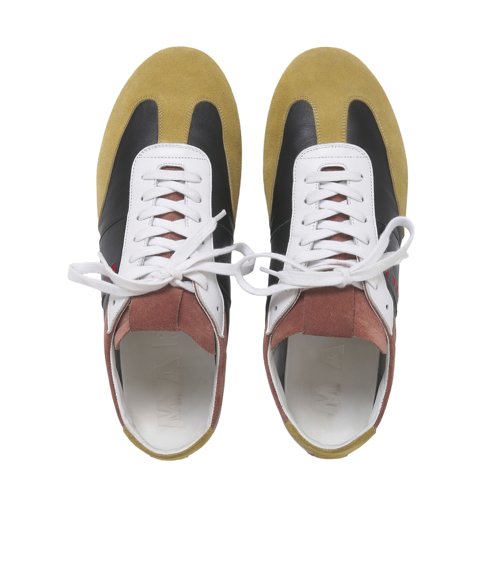 Marni Low-profile Leather Sneaker With Suede Accents In Black