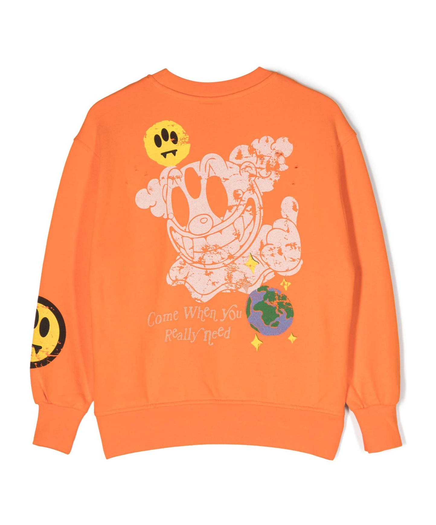 Barrow Graphic-print Cotton Sweatshirt In Orange