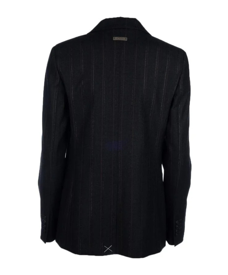 Peserico Stripe-pattern Single-breasted Blazer In Black