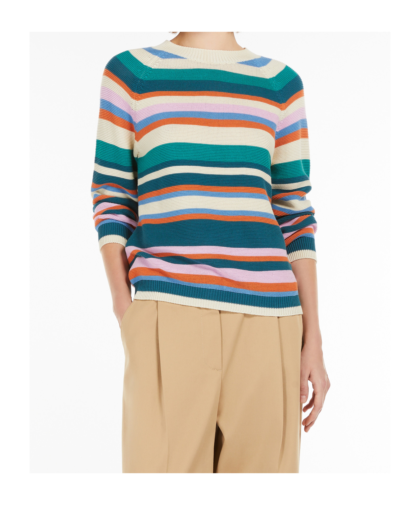 Weekend Max Mara Linz Striped Raglan-sleeve Sweater In Multicolor