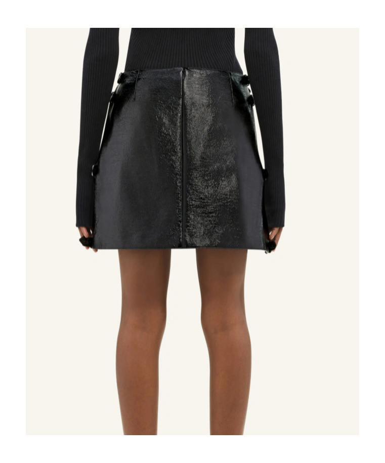 Courrèges Buckled Coated Miniskirt In Black