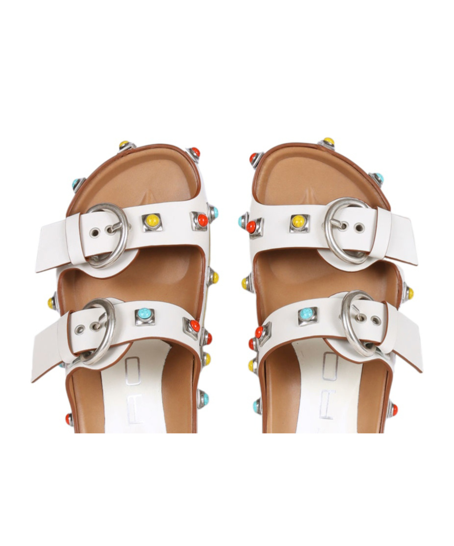 Etro Strappy Gemstone Sandals With Slip-on Style In White