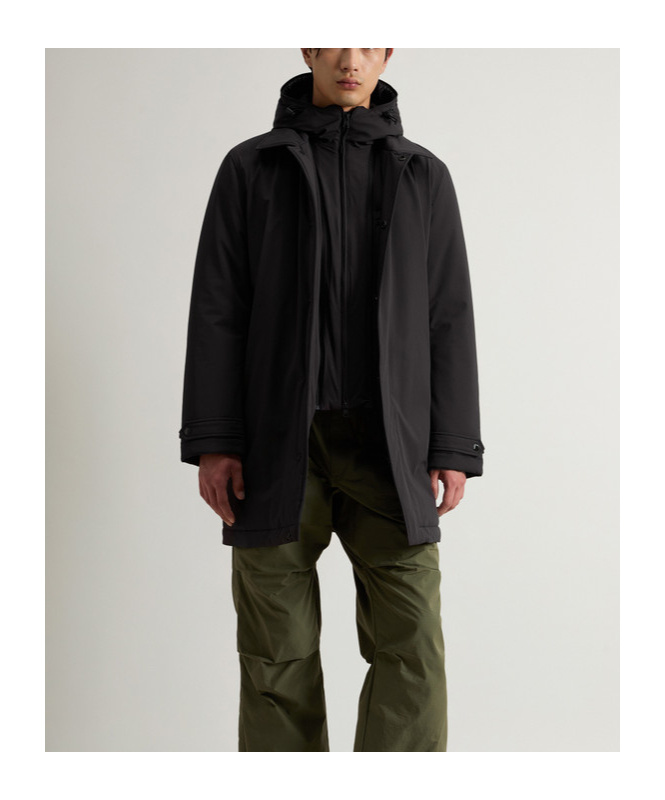 Woolrich Layered Coat In Black