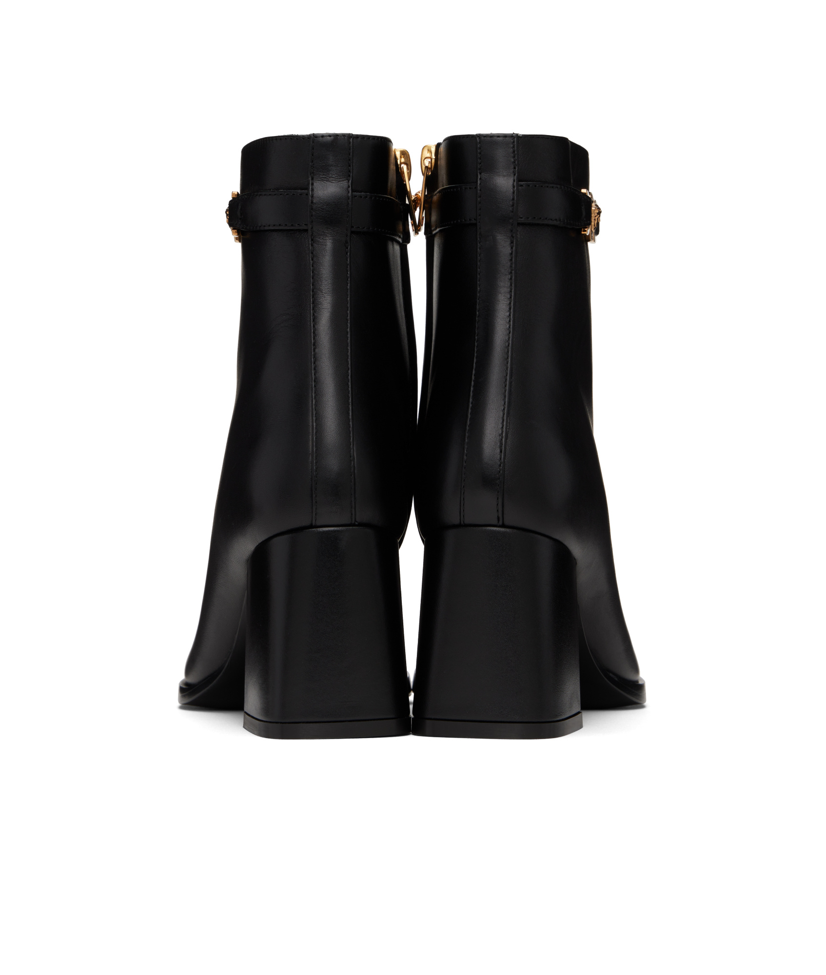 Versace Smooth Calf Leather Ankle Boots In Animal Print