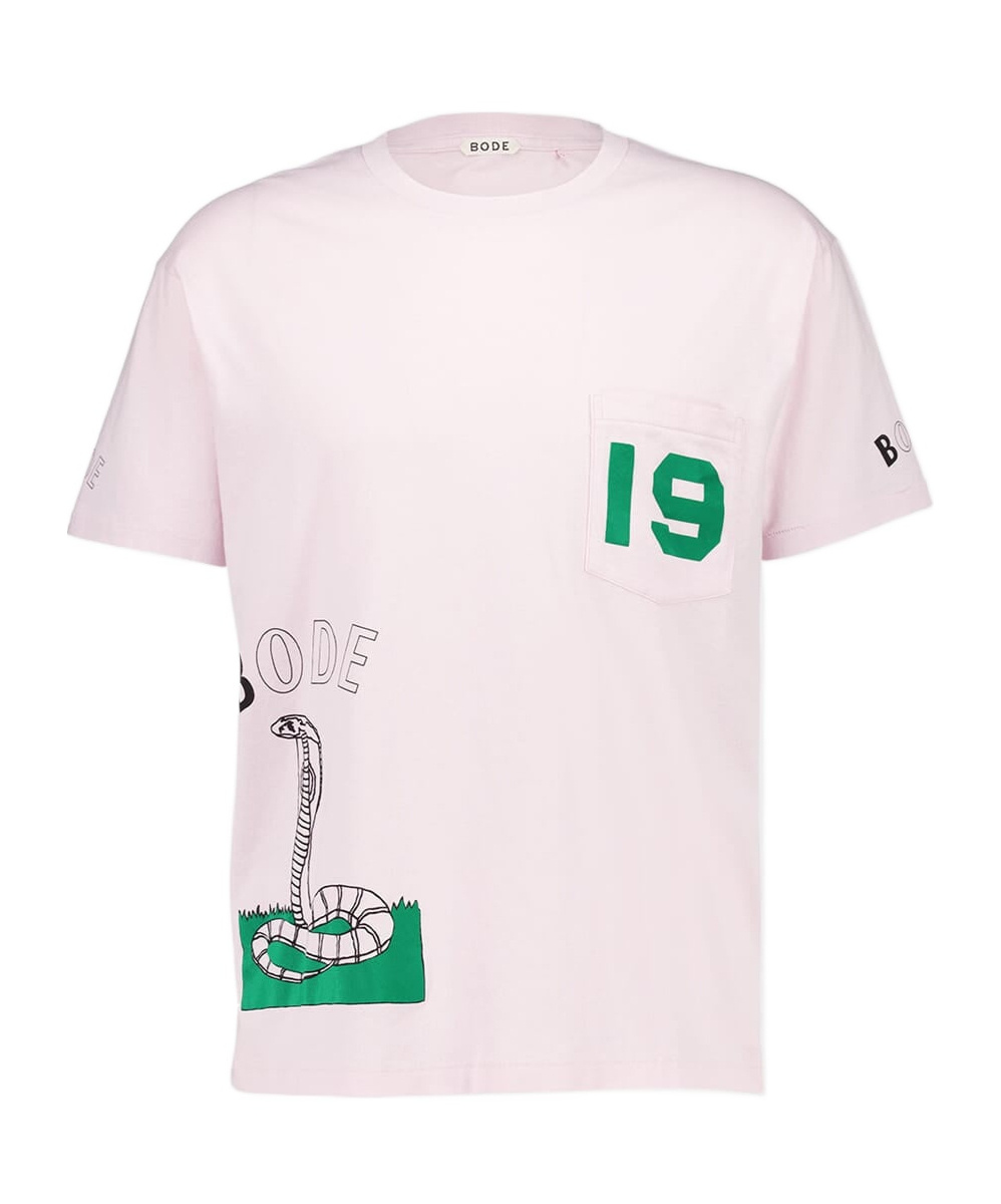 Bode Cobra Graphic Pocket T-shirt In Pink