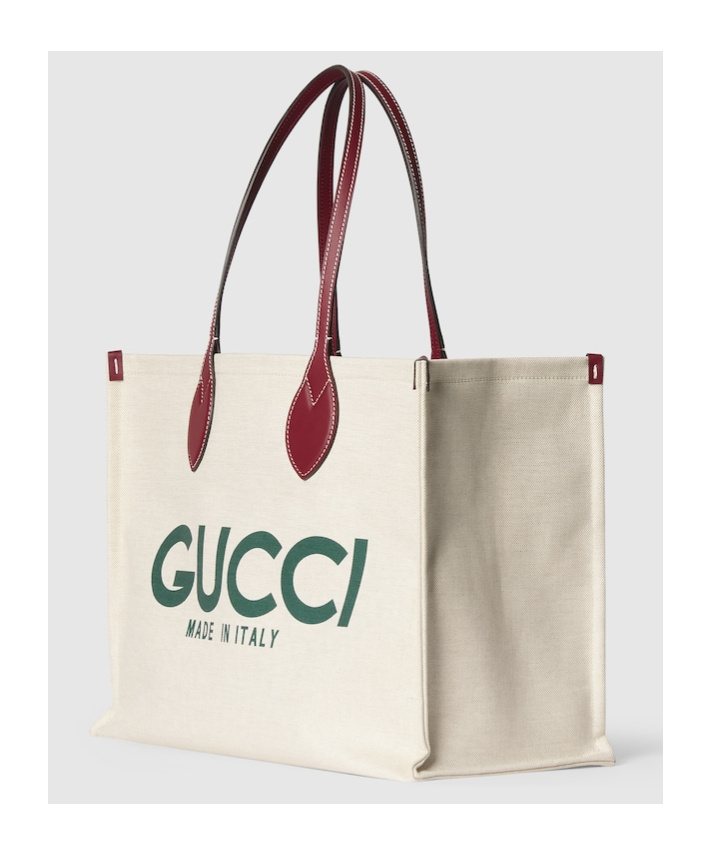Gucci Large -print Tote Bag In White