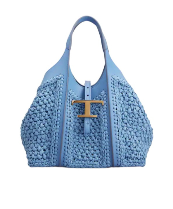 Tod's T Timeless Rafite And Leather Mini Shopping Bag In Blue