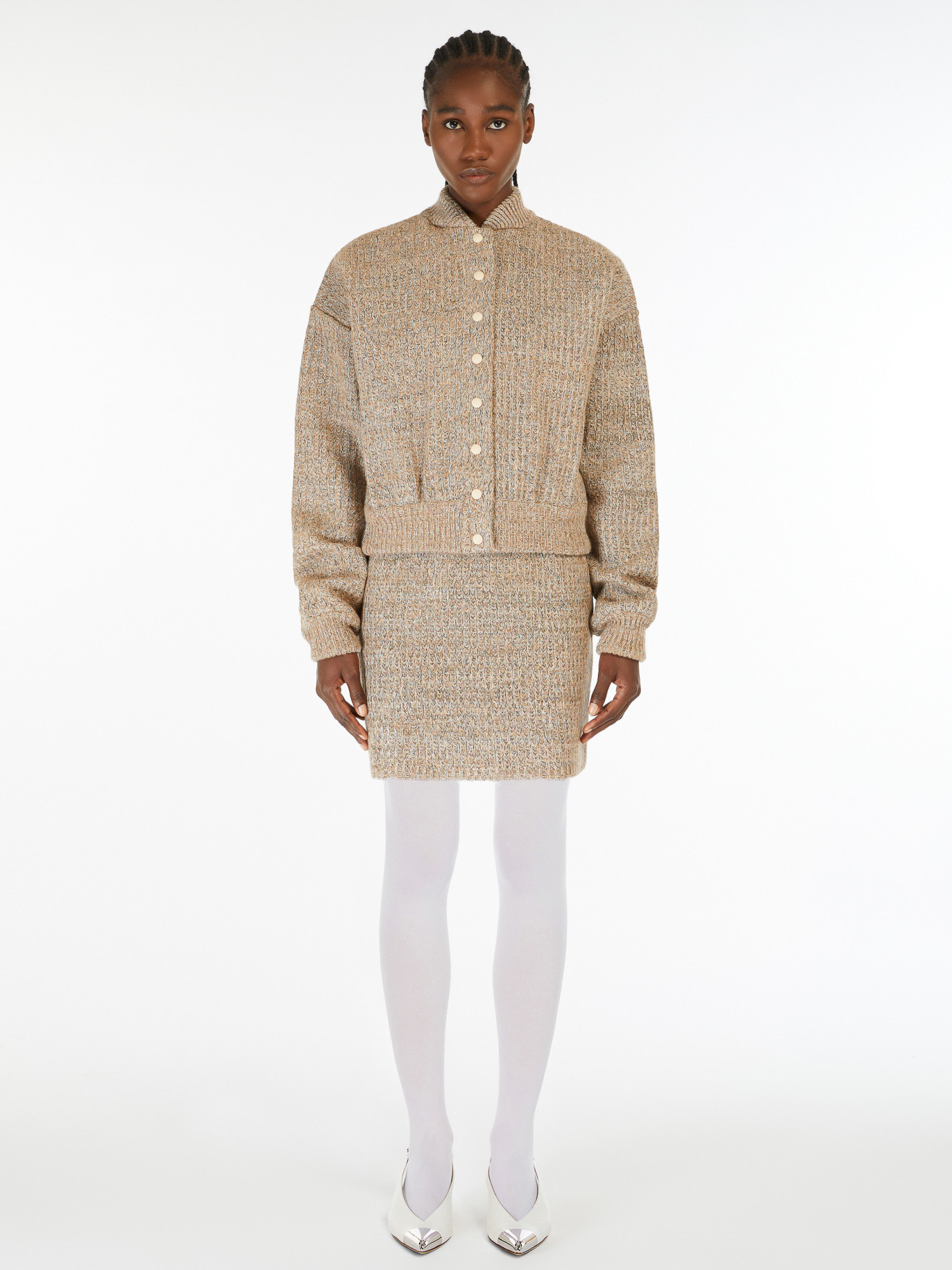 Sportmax Wool Knitted Pilot Jacket In Nude