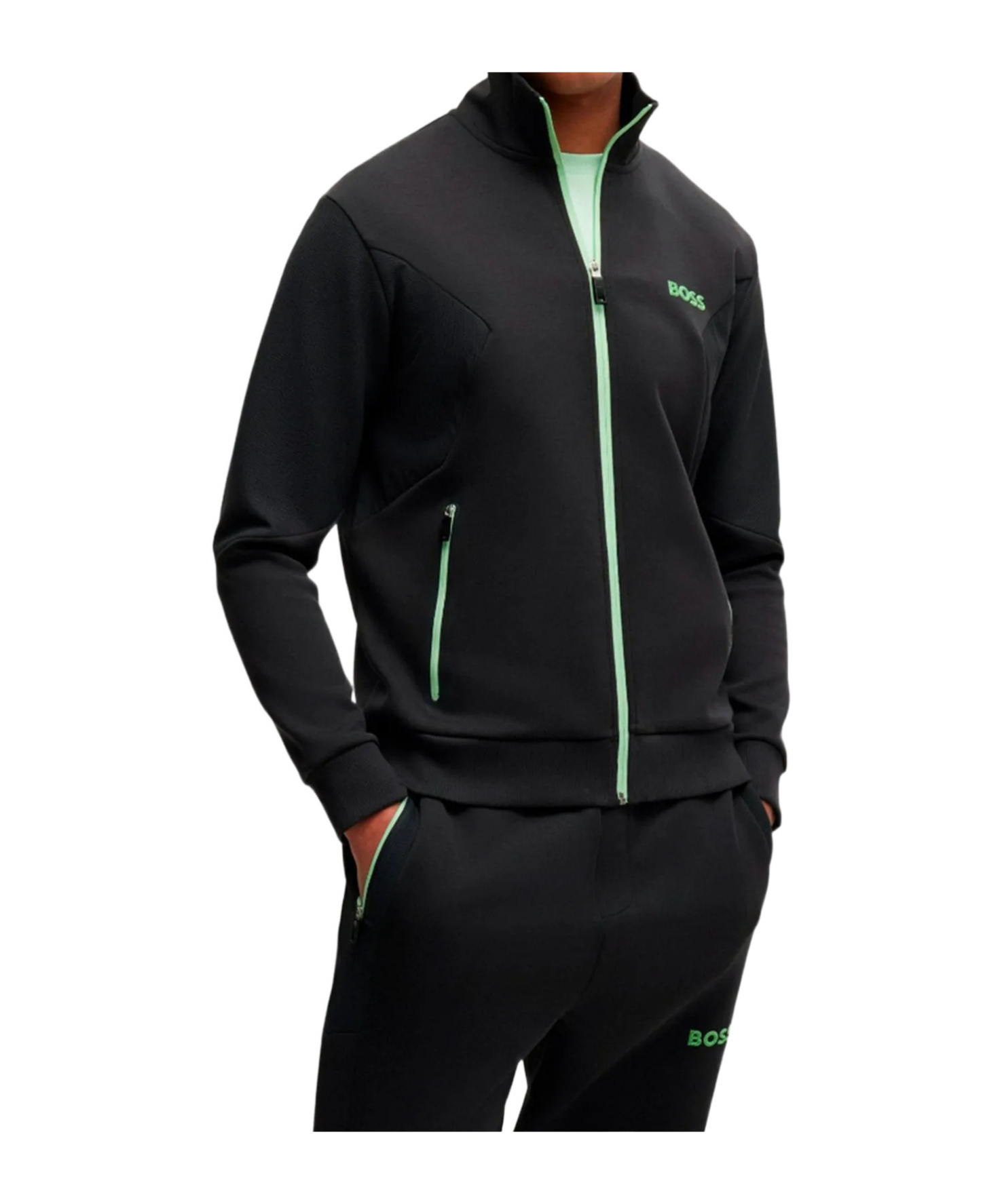 Hugo Boss Black Zip Jacket With Contrast Logo In Black