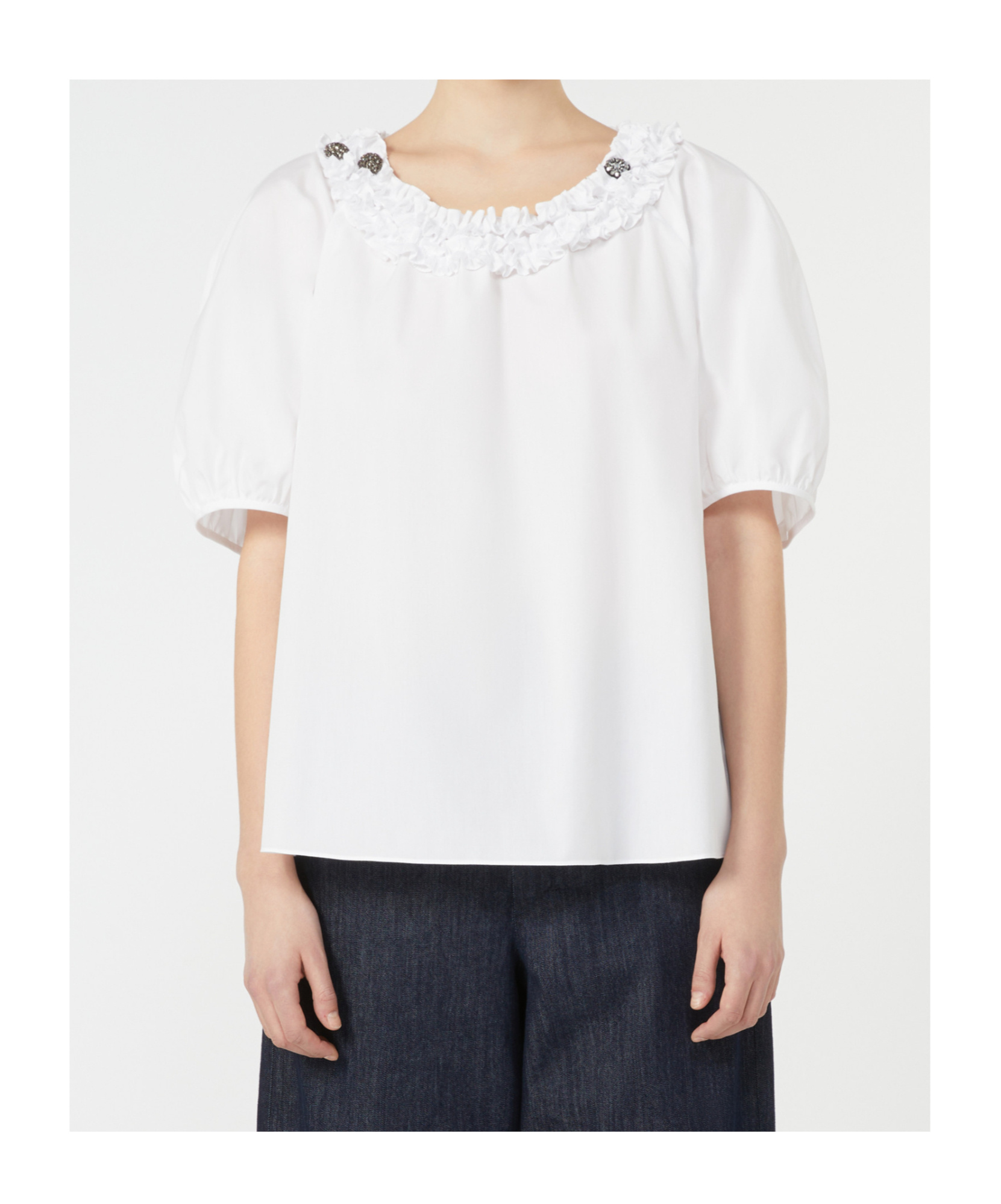 Max Mara Cotton Poplin Blouse In White