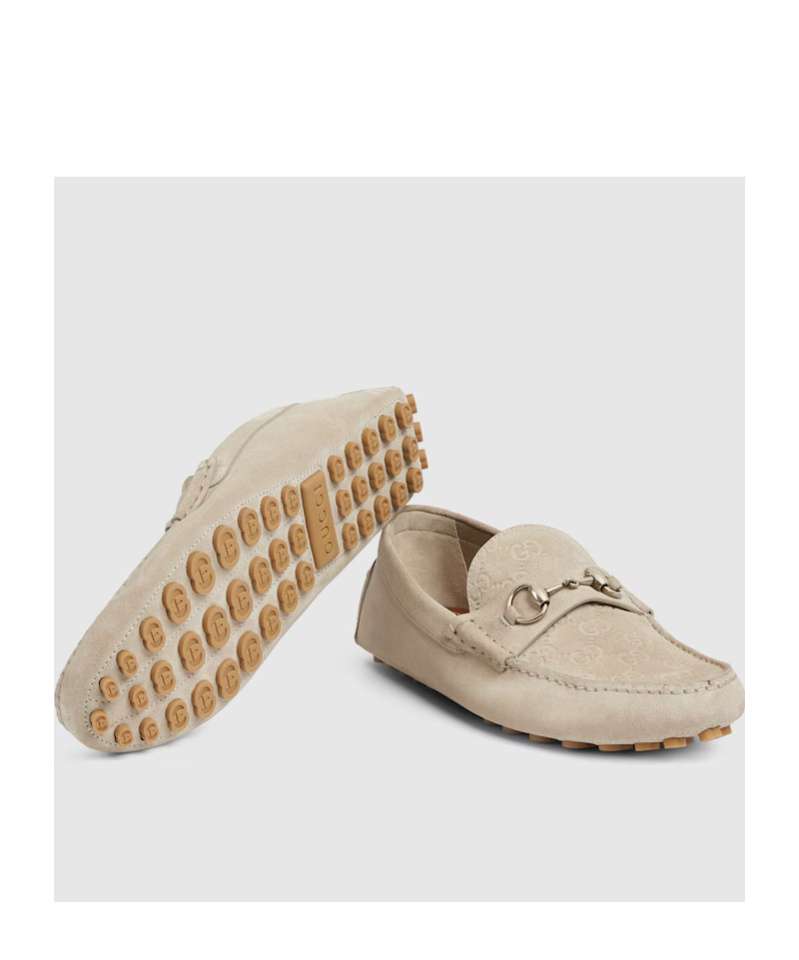 Gucci Men`s Driver Moccasin With Clamp In Nude
