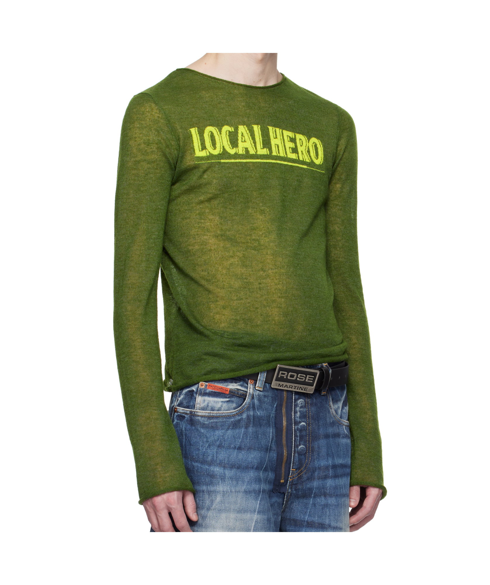 Martine Rose Green Fine Intarsia Sweater In Green