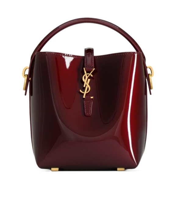 Saint Laurent Le 37 Mini Patent Leather Bag In Burgundy