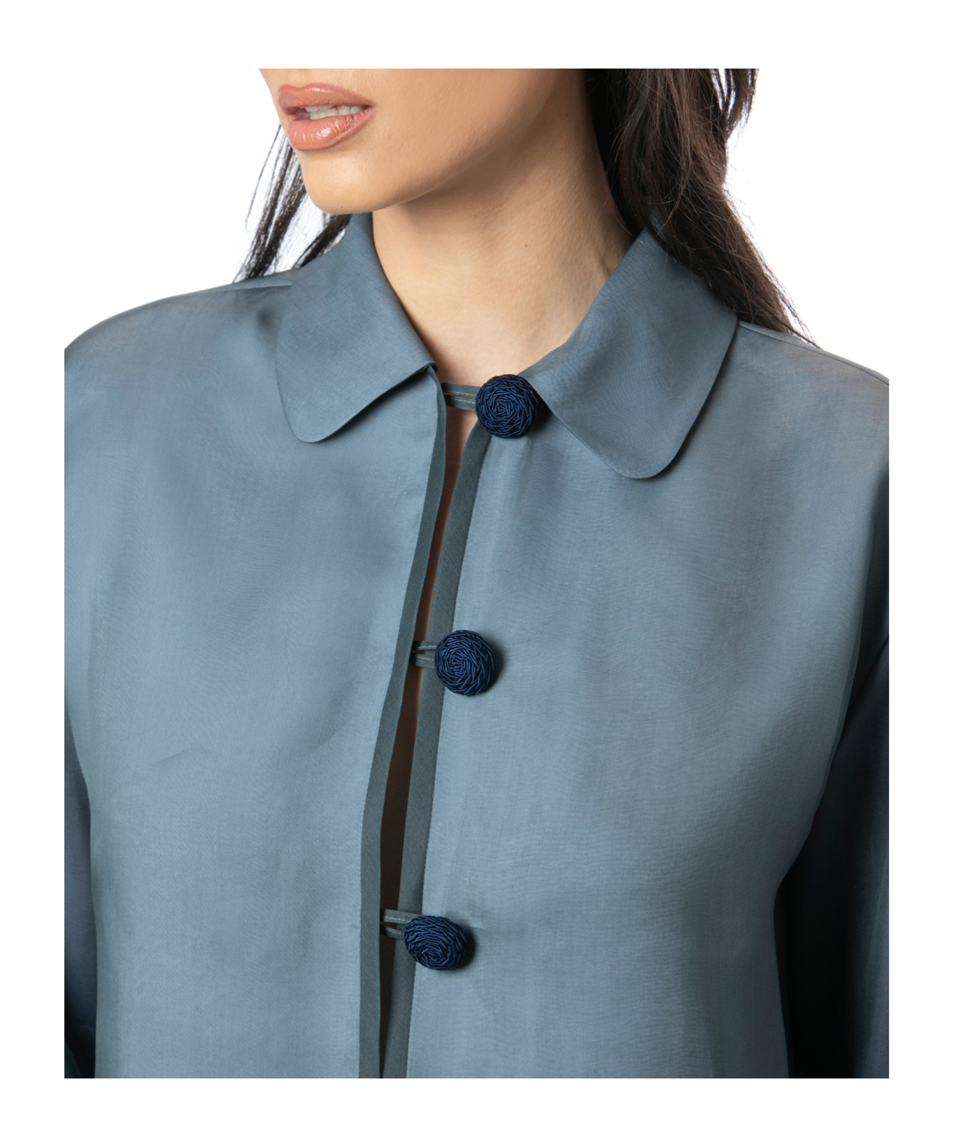 Emporio Armani Silk Cropped Jacket In Black