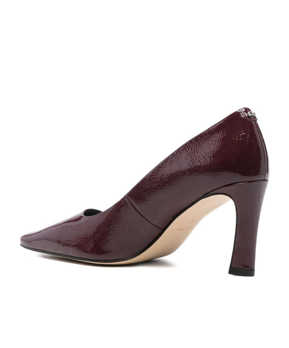 Michael Kors Mid-heel Pumps In Calfskin With Glossy Finish In Burgundy