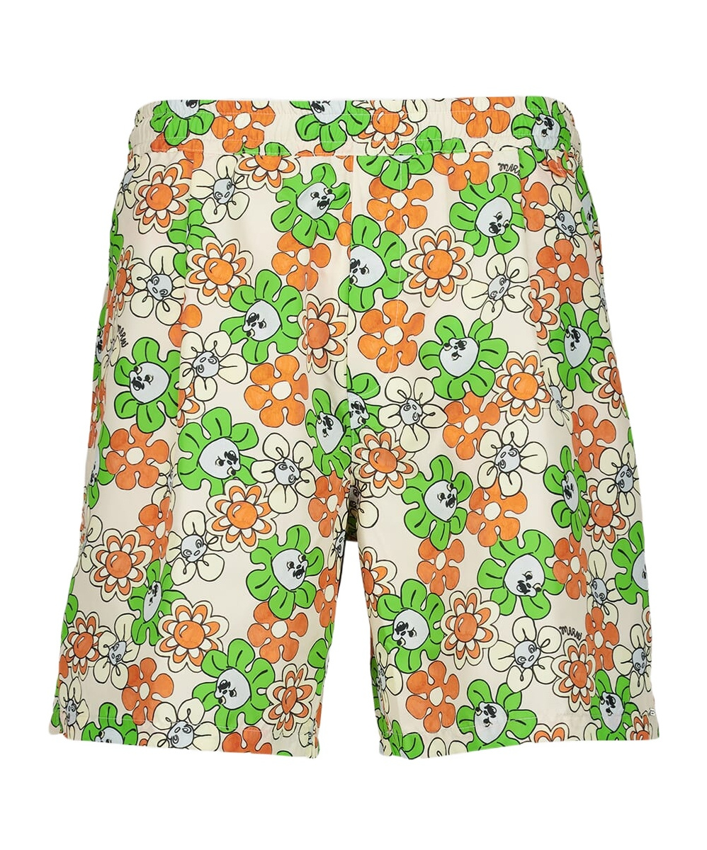 Marni Floral Graphic-print Swim Shorts In Multicolor