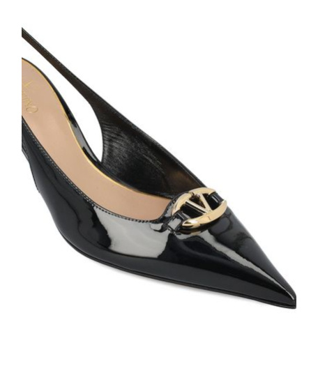 Valentino Slingback Vlogo The Bold Edition Black Calfskin Pumps In Black